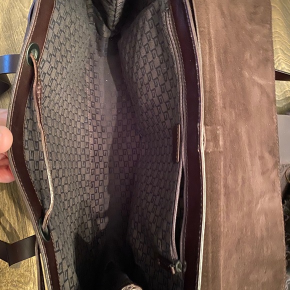 GUCCI brown suede shoulder bag double straps EXC COND - Picture 8 of 14